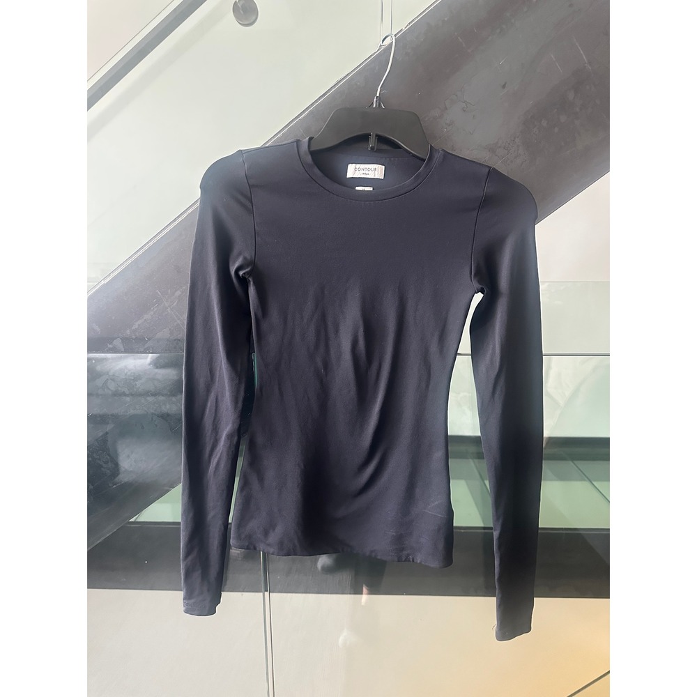 Aritzia Babaton Contour Long Sleeve Crew Neck Top Black XS
